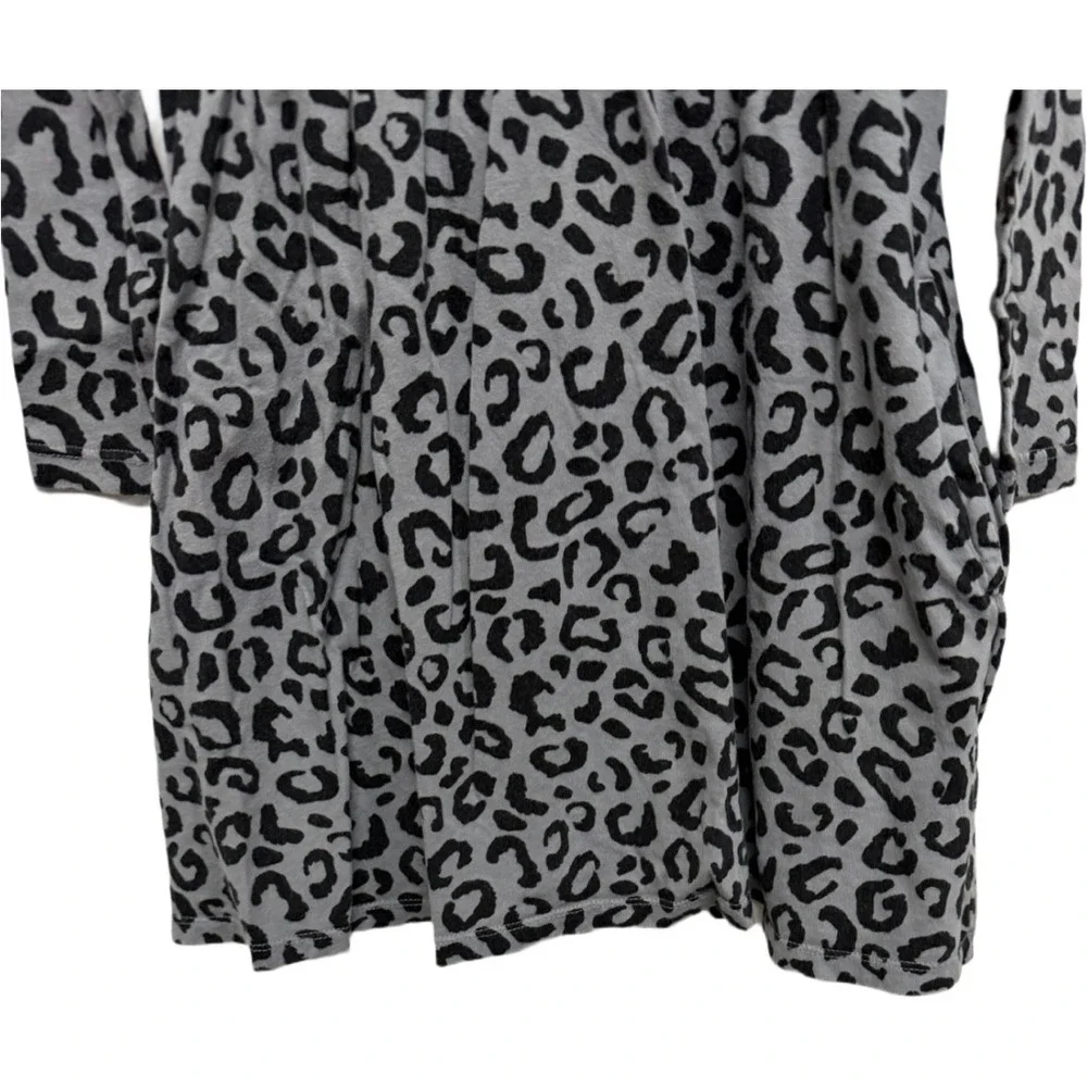 Old Navy Girls Leopard Print Dress Size 6-7 Gray Black Long Sleeve Skater Dress
